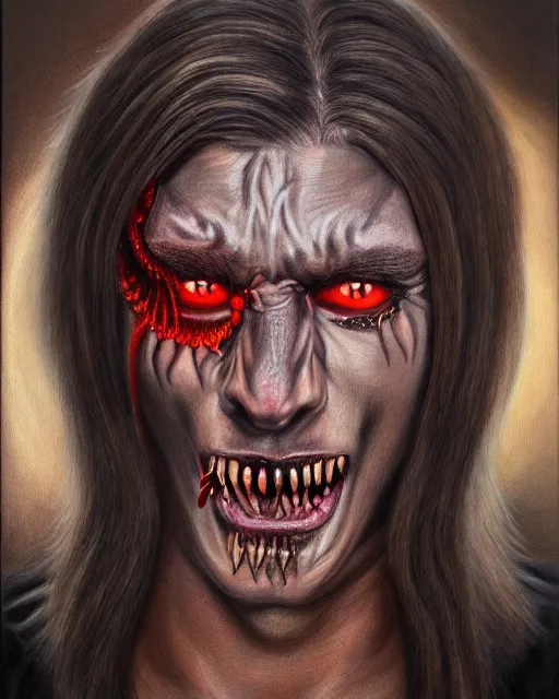 Image similar to a realistic detailed portrait painting of a demon