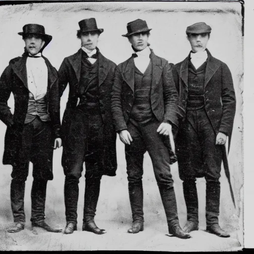 Image similar to rare early victorian photograph of cillian murphy, tom hardy, tom hiddleston, very grainy, blurry, 1 8 4 0 s, 1 8 5 0 s, realistic face