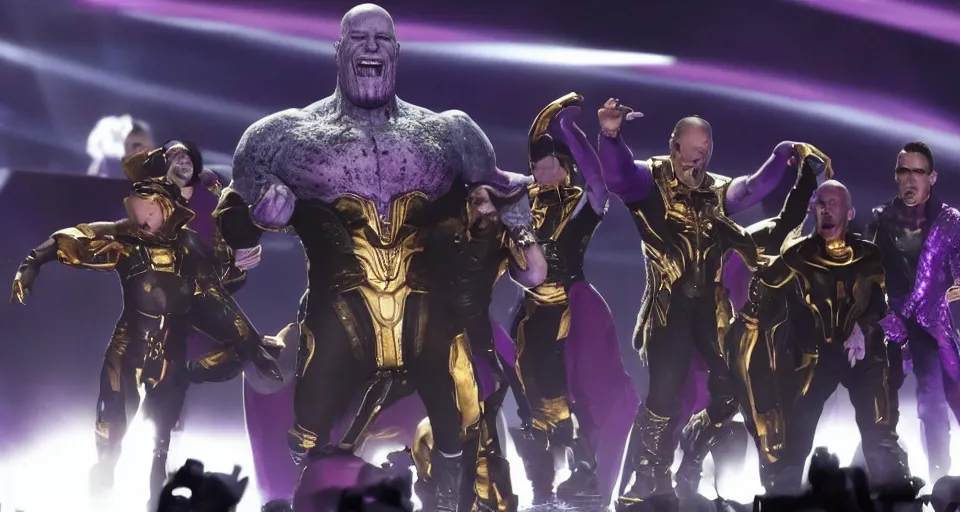 Image similar to thanos performing in the eurovision