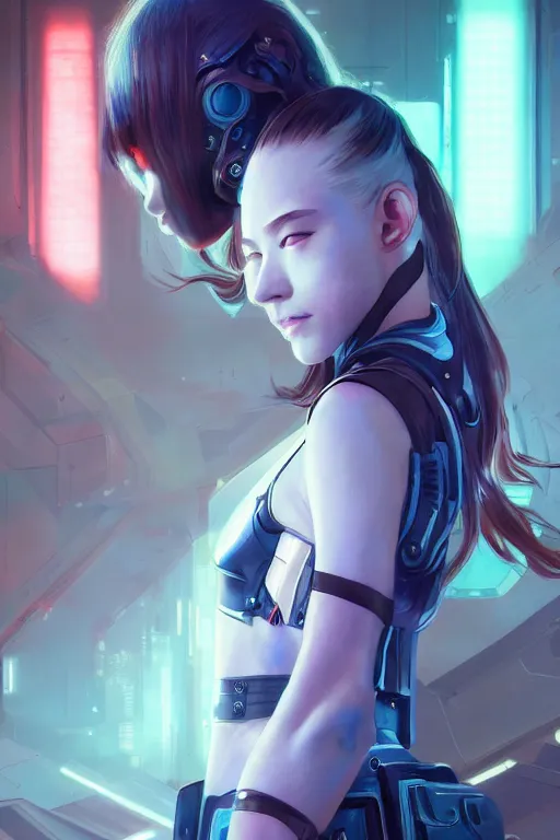 Image similar to portrait futuristic solider girl, in future tokyo towertop, ssci - fi, fantasy, intricate, very very beautiful, elegant, human anatomy, neon light, highly detailed, digital painting, artstation, concept art, smooth, sharp focus, illustration, art by ayanamikodon and and alphonse mucha and tan zi and craig mullins and wlop