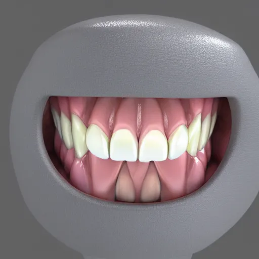 Image similar to poorly rendered 3 d set of teeth