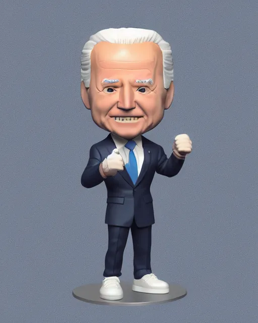 Image similar to full body 3d render of joe biden as a funko pop, studio lighting, white background, blender, trending on artstation, 8k, highly detailed