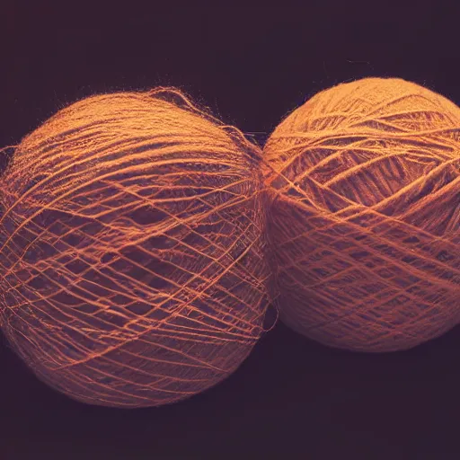 Prompt: multiple threads turning into a single thread and then into a ball of yarn