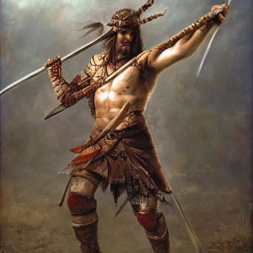 Prompt: warrior with a spear