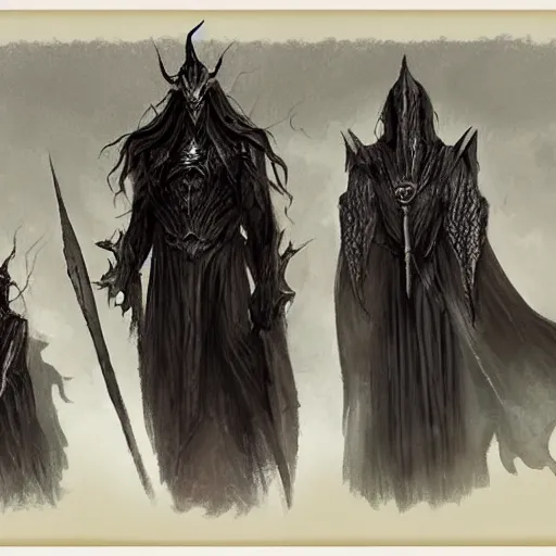 Prompt: terrifying concept art showing morgoth and melkor