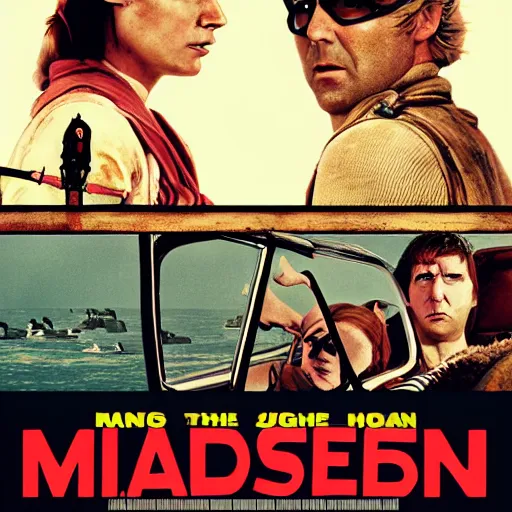 Prompt: wes anderson poster of mad max,