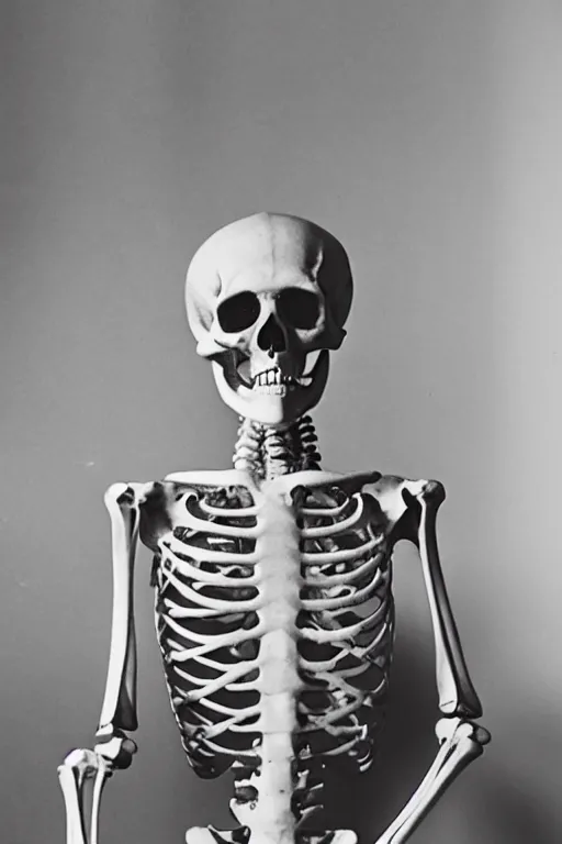 Image similar to a full - length photo of skeleton sitting and waiting for a doctor