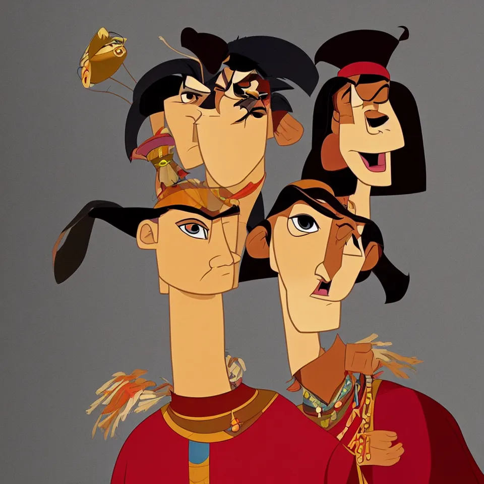 Image similar to How would Kuzco from The Emperor's New Groove (2000) look in Real life . Professional Studio. Portrait in the style of Martin Schoeller. 4K. Ultra Detailed. Close-up. Low Light.