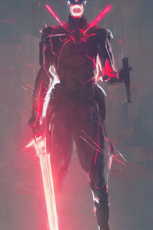 Prompt: portrait of ninja slayer, japan, neon lightning, night city, highly detailed, digital painting, trending on artstation, concept art, sharp focus, illustration, art by artgerm and greg rutkowski and magali villeneuve