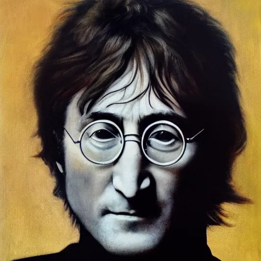Prompt: A portrait of John Lennon, by Annie Leibovitz, oil painting, majestic, detailed, high resolution
