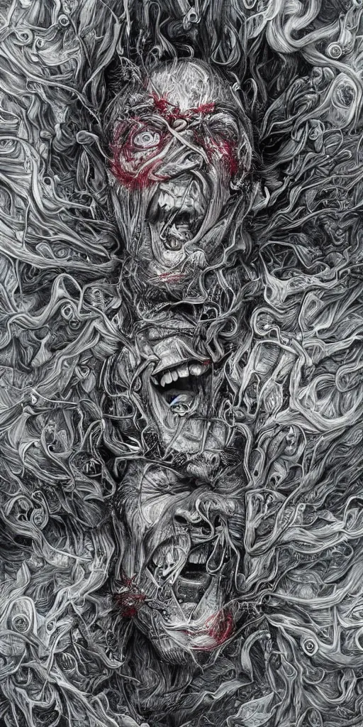 Image similar to insanely surreal depiction of god's in immense pain, hyper detailed by random artists