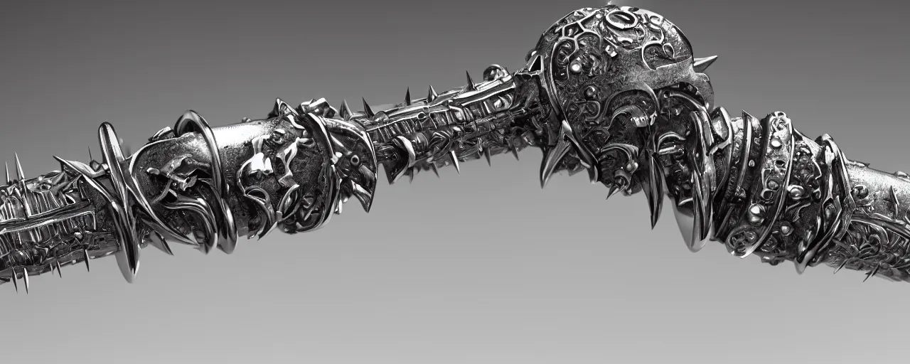 Image similar to tungsten ring with spikes, ring, steel, sword, crystals, smooth shank, engravings, product design, jewelry, art by gerald brom, greg rutkowski and artgerm and james jean and zdzisław beksinski, 8 k, unreal engine, c 4 d