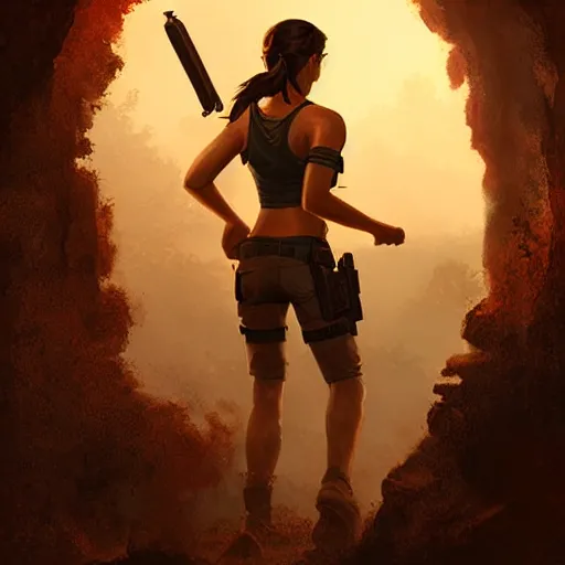 Prompt: realistic young Lara Croft portrait, atmospheric lighting, painted, intricate, volumetric lighting, beautiful, rich deep colors masterpiece, golden hour, sharp focus, ultra detailed, by Leesha Hannigan, Ross Tran, Thierry Doizon, Kai Carpenter, Ignacio Fernández Ríos