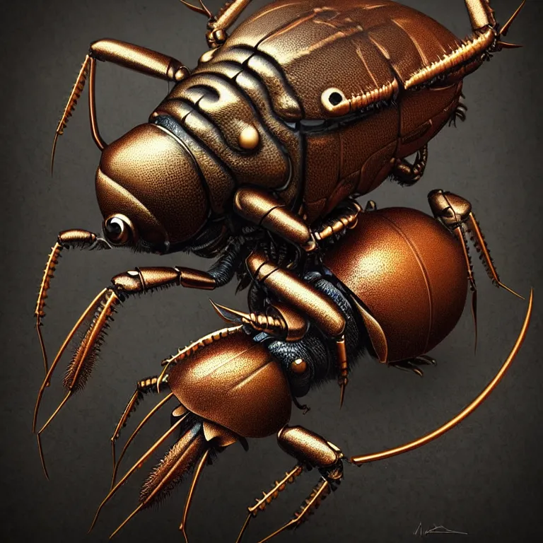 Image similar to steampunk stag beetle, biomechanical, very coherent symmetrical artwork, cinematic, 3 d model, unreal engine realistic render, 8 k, micro detail, intricate, elegant, highly detailed, centered, digital painting, smooth, sharp focus, illustration, artgerm, tomasz alen kopera, by wlop