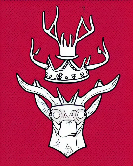 Image similar to 2 d logo, stag wearing a crown, vector line art, polygon