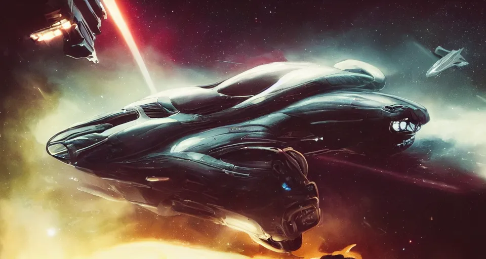 Image similar to gorilla in a white blade runner jacket behind the wheel of a spaceship, in the andromeda galaxie by ash thorp