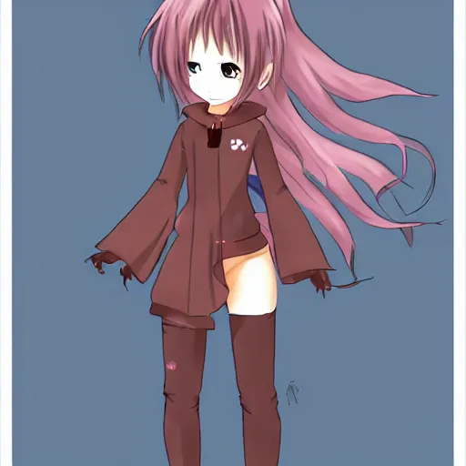 Image similar to female anime girl, concept art, lone female, fox legs, fox ears, half animal.