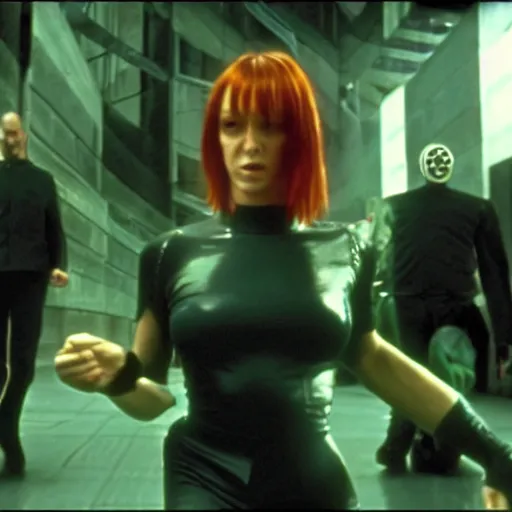 Image similar to The matrix, LeeLoo, Sprinters in a race, The Olympics footage, cinematic stillframe, french new wave, The fifth element, vintage robotics, formula 1