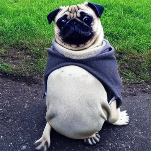 Prompt: “Pug mixed with a seal”
