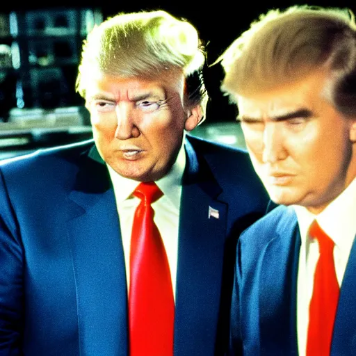 Image similar to donald trump and ted cruise in showgirls, film stills,