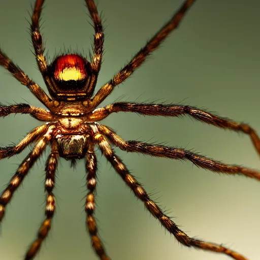 Prompt: a golden stature of a spider, centered, sharp focus, highly detailed, photo taken by a nikon