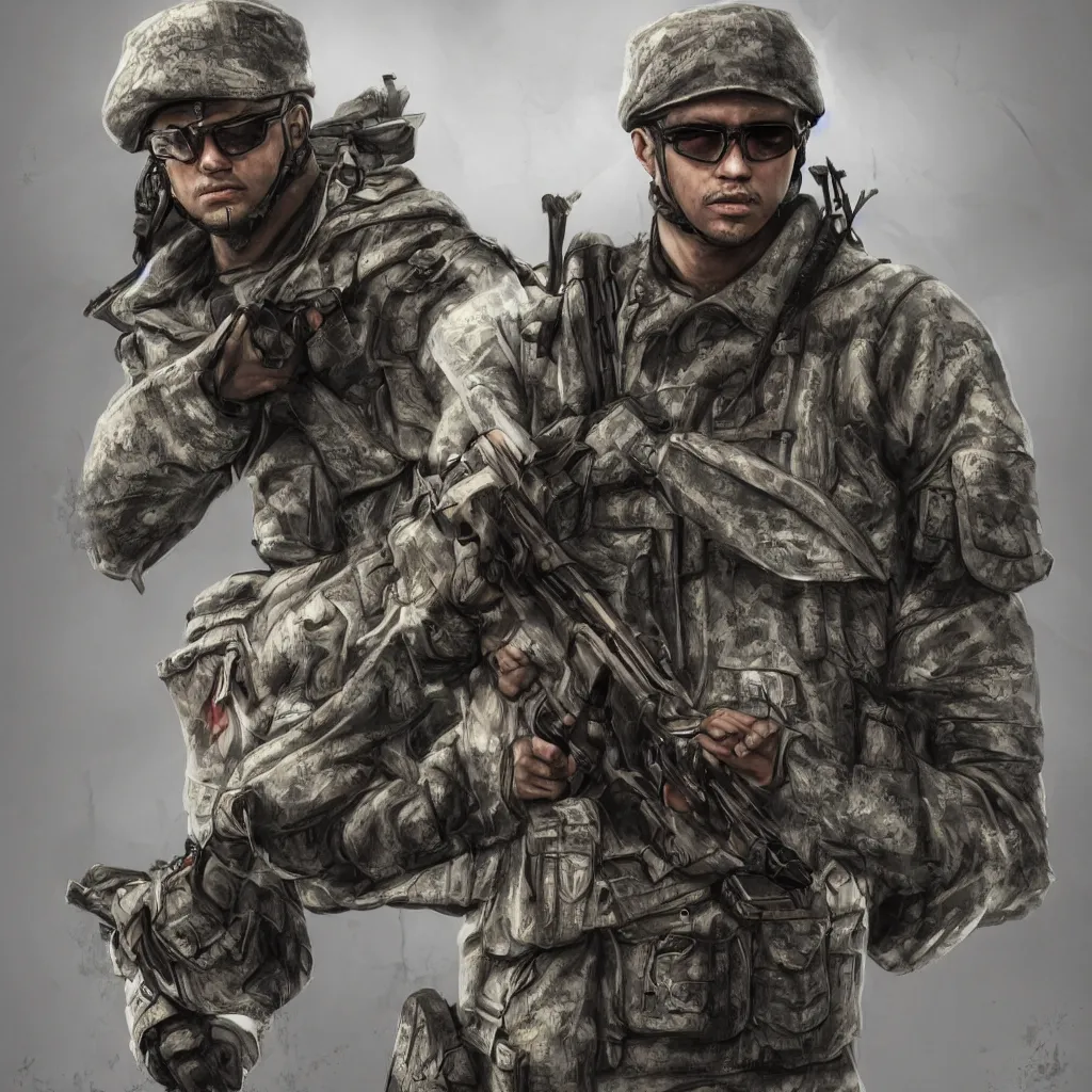 Image similar to the coolest soldier with a bow, trending on artstation, highly detailed, photorealistic