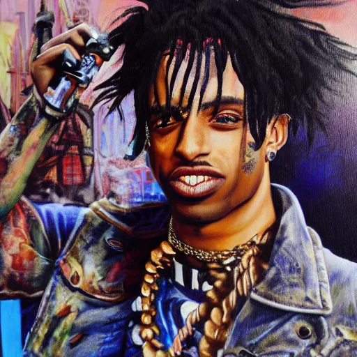 Image similar to playboi carti painted by abney park 4 k detailed super realistic