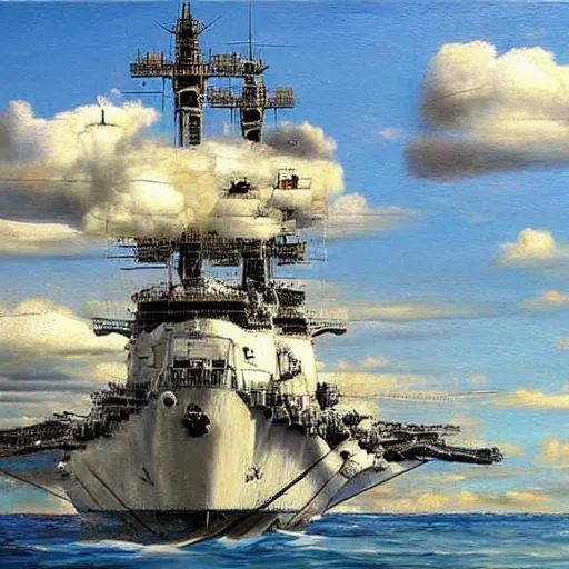 Prompt: the battleship, a masterpiece by rodrigo martinez, best painter in the world