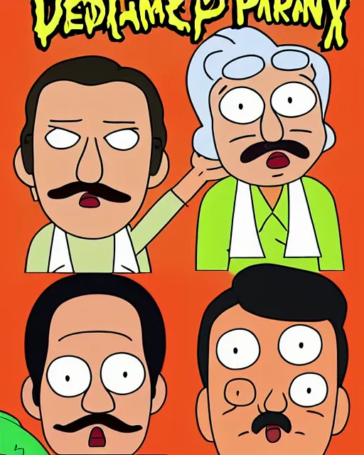 Image similar to magnum p. i. in the style of rick and morty