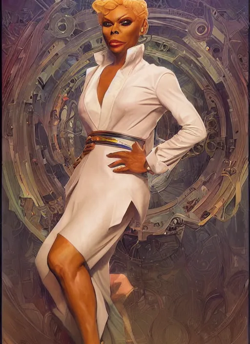 Prompt: rupaul, painting by artgerm and greg rutkowski and alphonse mucha