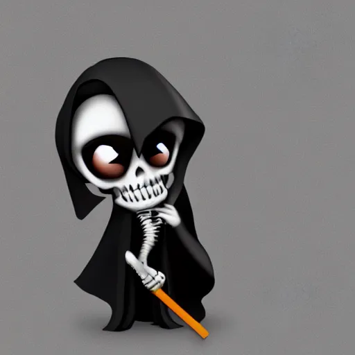 Prompt: grim reaper chibi video game render