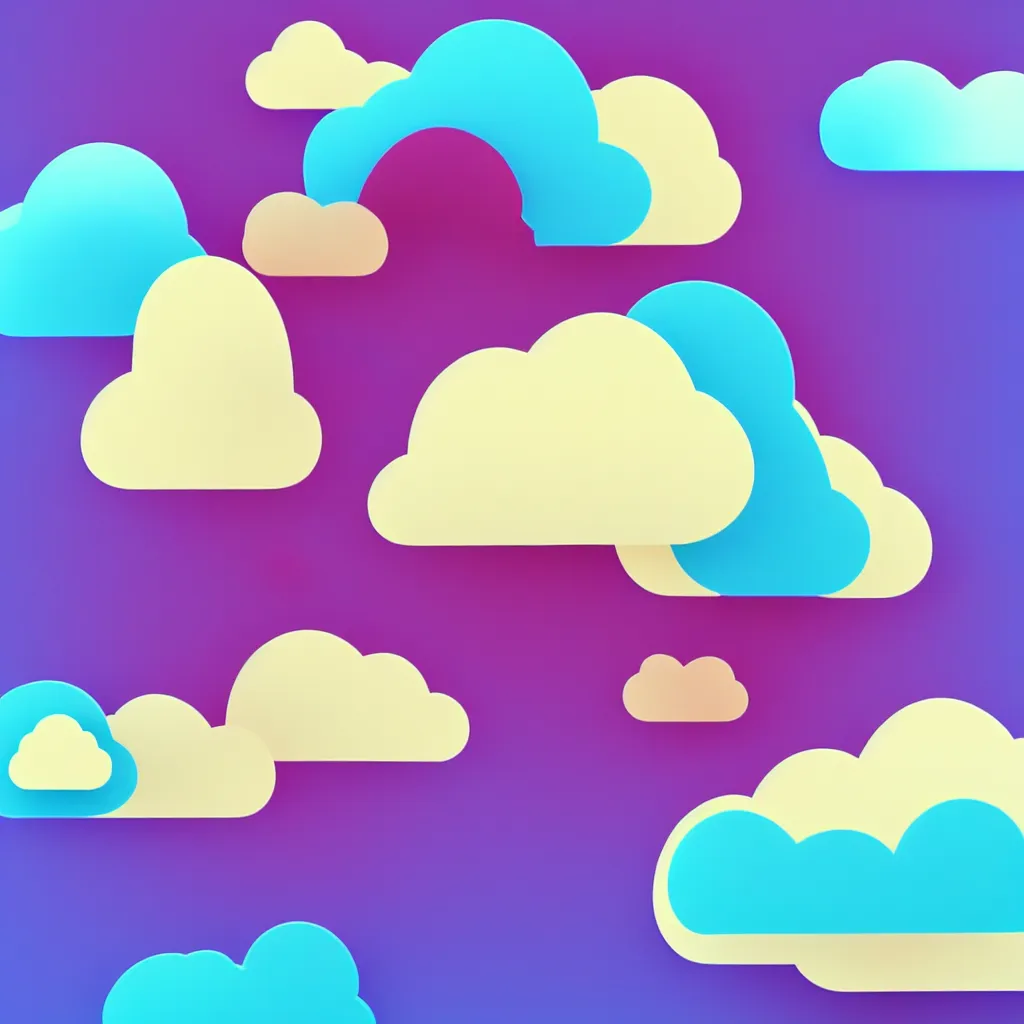 Image similar to a simple micro-service deployed to a public cloud, security, attack vector, trending on Artstation, painting by Jules Julien, Leslie David and Lisa Frank, muted colors with minimalism