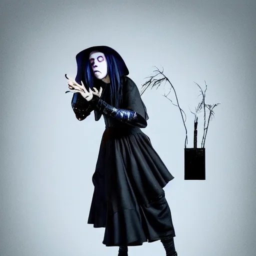 Prompt: billie eilish as an evil pixar witch 4k