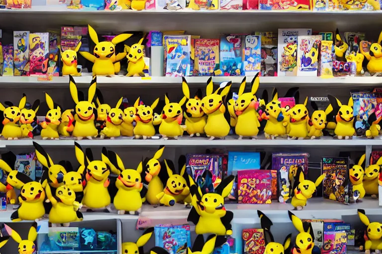 an animated store that sells pikachu toys Stable Diffusion OpenArt