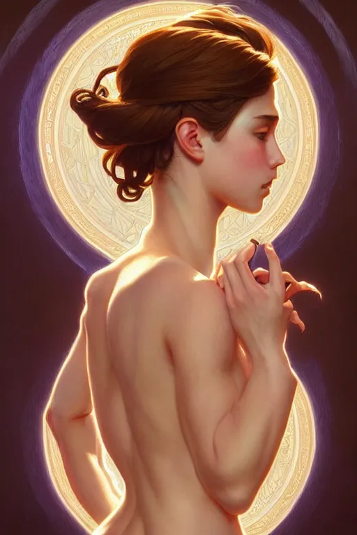 Prompt: symmetry!! intense fanart of 3 / 4 front pose of mackenzie frances ziegleras as venus, protagonist, intricate, elegant, highly detailed, my rendition, digital painting, artstation, concept art, perfect, smooth, sharp focus, illustration, art by artgerm and greg rutkowski and alphonse mucha