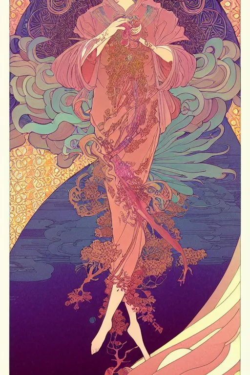 Image similar to a beautiful hyperdetailed character design 4 k wallpaper illustration of phoenix, victo ngai style, alfons mucha ， from china, style of studio ghibli, chinese style