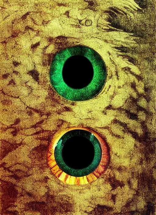 Image similar to color photo of a dragon eye by leonardo davinci