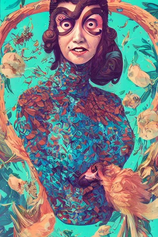 Image similar to an undead human smiling cute, tristan eaton, victo ngai, artgerm, rhads, ross draws