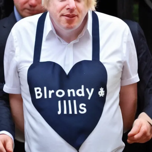 Prompt: boris johnson looking sad while wearing a maid costume