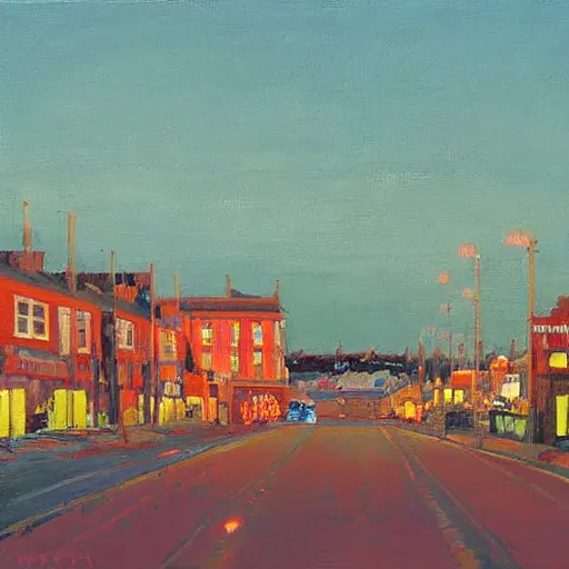 Image similar to North Laines Brighton , evening painted by Wayne Thiebaud