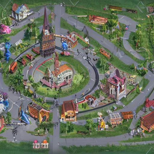 Image similar to a town map with town hall and playground, artstation, concept art