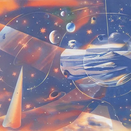 Image similar to Liminal space in outer space by Rudolf Hausner