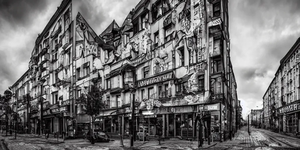 Image similar to kreuzberg streets, hyperrealistic, gritty, dark, urban photography, photorealistic, high details