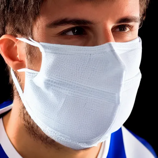 Prompt: soccer player with face mask