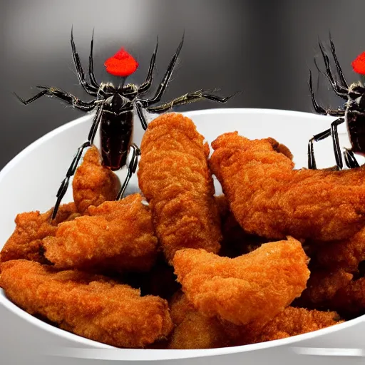 Image similar to fried spiders in a kfc bucket