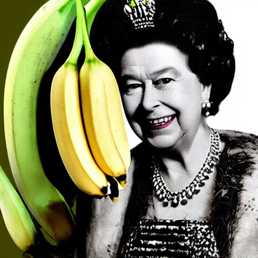 Image similar to queen banana elizabeth as a banana, she is a big ripe banana.