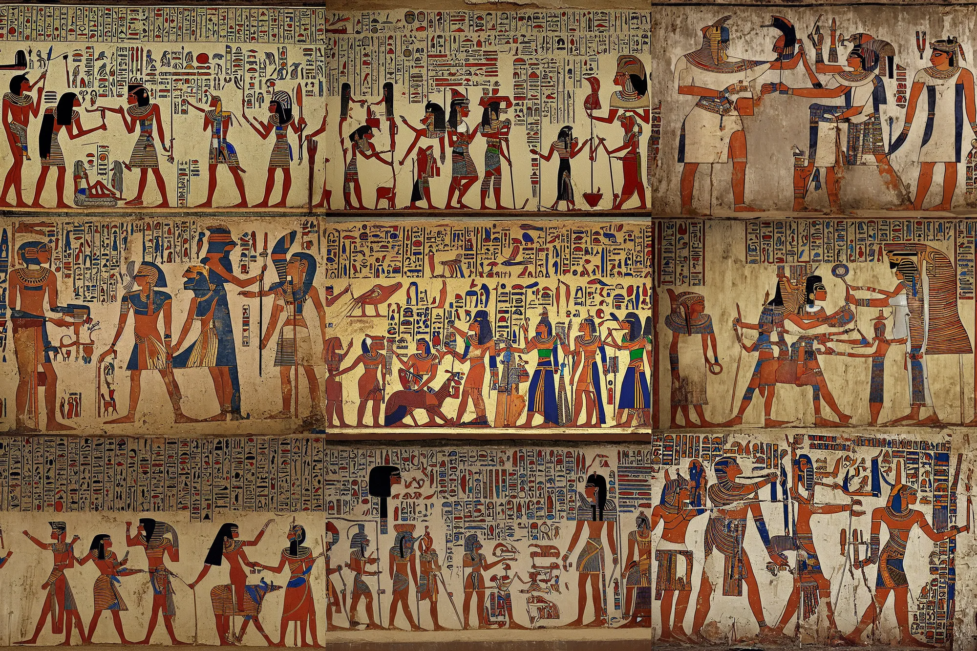 Prompt: an egyptian mural depicting a sacrifice