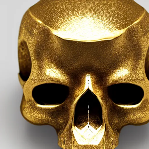 Prompt: a golden skull ring with diamonds around it, national treasure, made in 6 0 0 bc, old, photorealistic, white background, museum collection, 8 5 mm, kodak gold, protected, clean image, hd, uhd, 8 k, highly rendered