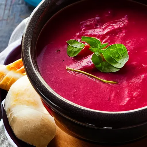 Prompt: a giant bowl of borscht soup, 8 k, high definition, highly detailed, photo - realistic