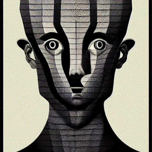 Image similar to grainy effect conceptual figurative post - morden monumental abstract portrait made by escher and piranesi, highly conceptual figurative art, intricate detailed illustration, illustration sharp geometrical detail, vector sharp graphic, controversial poster art, polish poster art